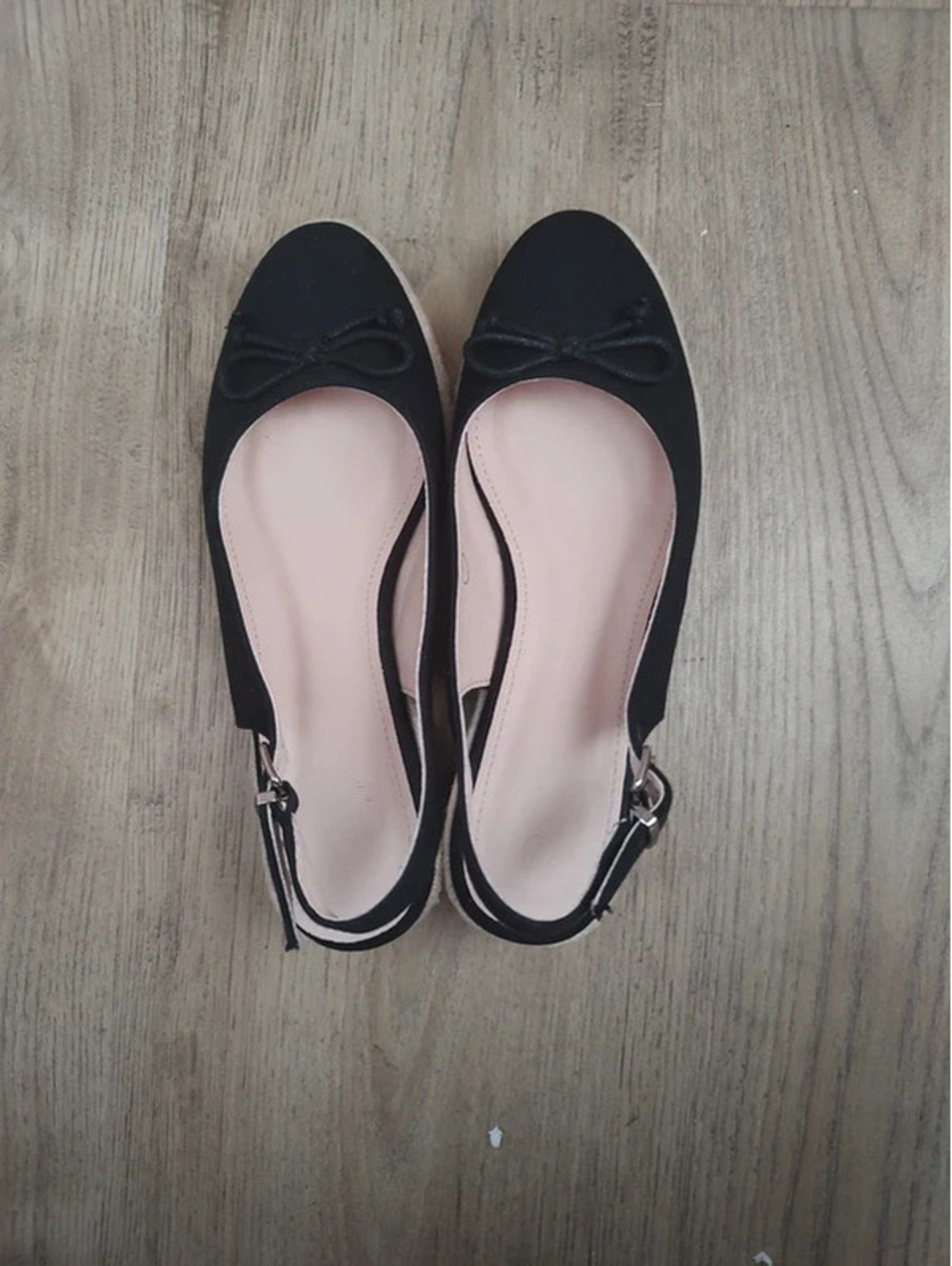 No Label Women's Size 7 Black and Beige Espadrille Wedge Heels - Very Good
